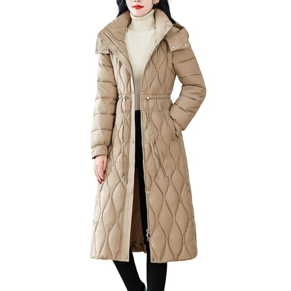 Hvyesh Women's Long Puffer Jackets Trendy Detachable Sleeve Padded Coat Casual Hood Quilted Winter Vests Warm Zip Up Long Puffer Coat with Pockets
