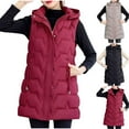 thumbnail image 1 of Hvyesh Women's Long Puffer Vest Plus Size Winter Quilted Hooded Sleeveless Jackets Trendy Zip Up Waistcoat Soft Solid Gilet with Pockets, 1 of 9