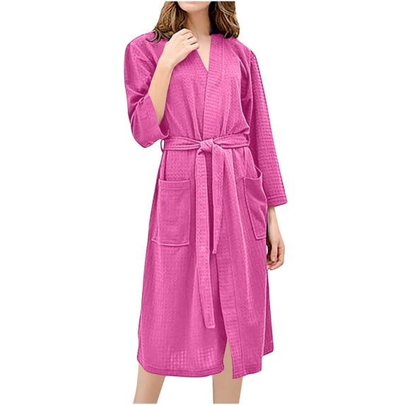 Hvyesh Women's Long Robe House Coat Lightweight Sleepwear Pajamas Classic Full Length Belted Long Bathrobe