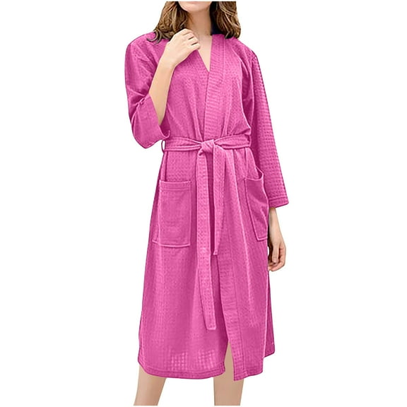 Hvyesh Women's Long Robe House Coat Lightweight Sleepwear Pajamas Classic Full Length Belted Long Bathrobe