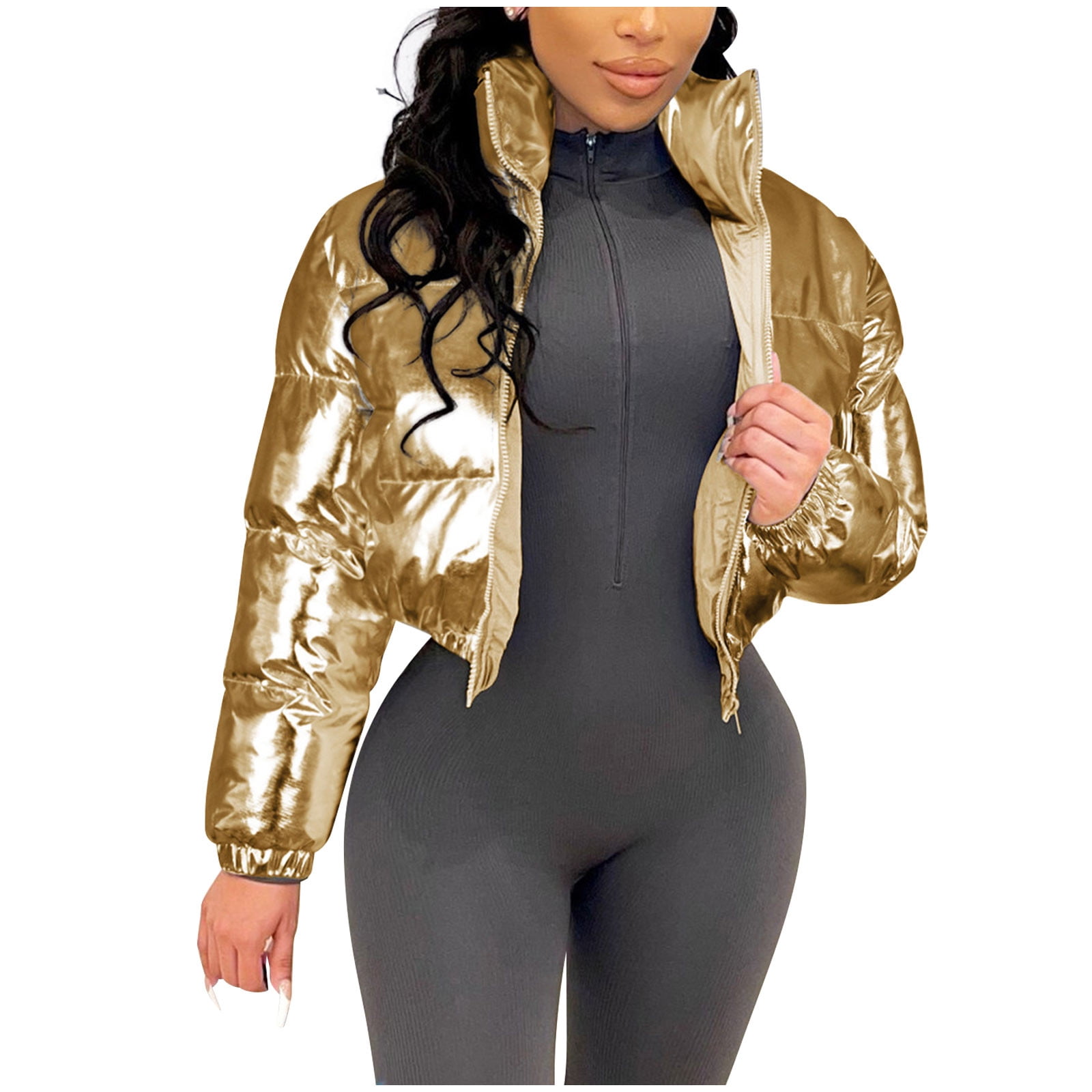 shiny padded coat main image 1