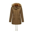 thumbnail image 1 of Hvyesh Women's Mid-Length Military Parka Jacket Winter Fleece-Line Jacket Soft Drawstring Faux Fur Hood Coat, 1 of 5