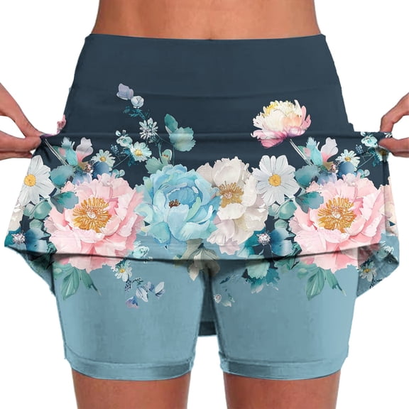 Hvyesh Women's Mini Tennis Skirt 2025 Plus Size Athletic Golf Skorts Cute Floral Print Summer Workout Outfits