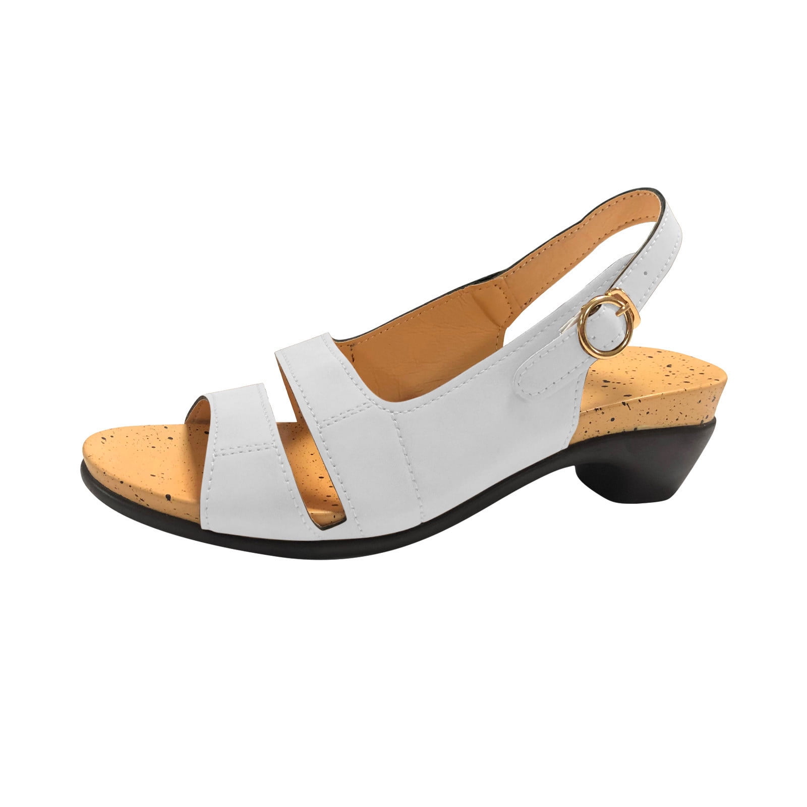 Hvyesh Women's Open Toe Chunky Heel Sandals Low Wedge Sandal Shoes ...