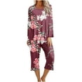 thumbnail image 1 of Hvyesh Women's Pajamas Set Soft Long Sleeve Sleepwear Loungewear Pjs Sets Cute Print 2 Piece Lounge Sets, 1 of 5