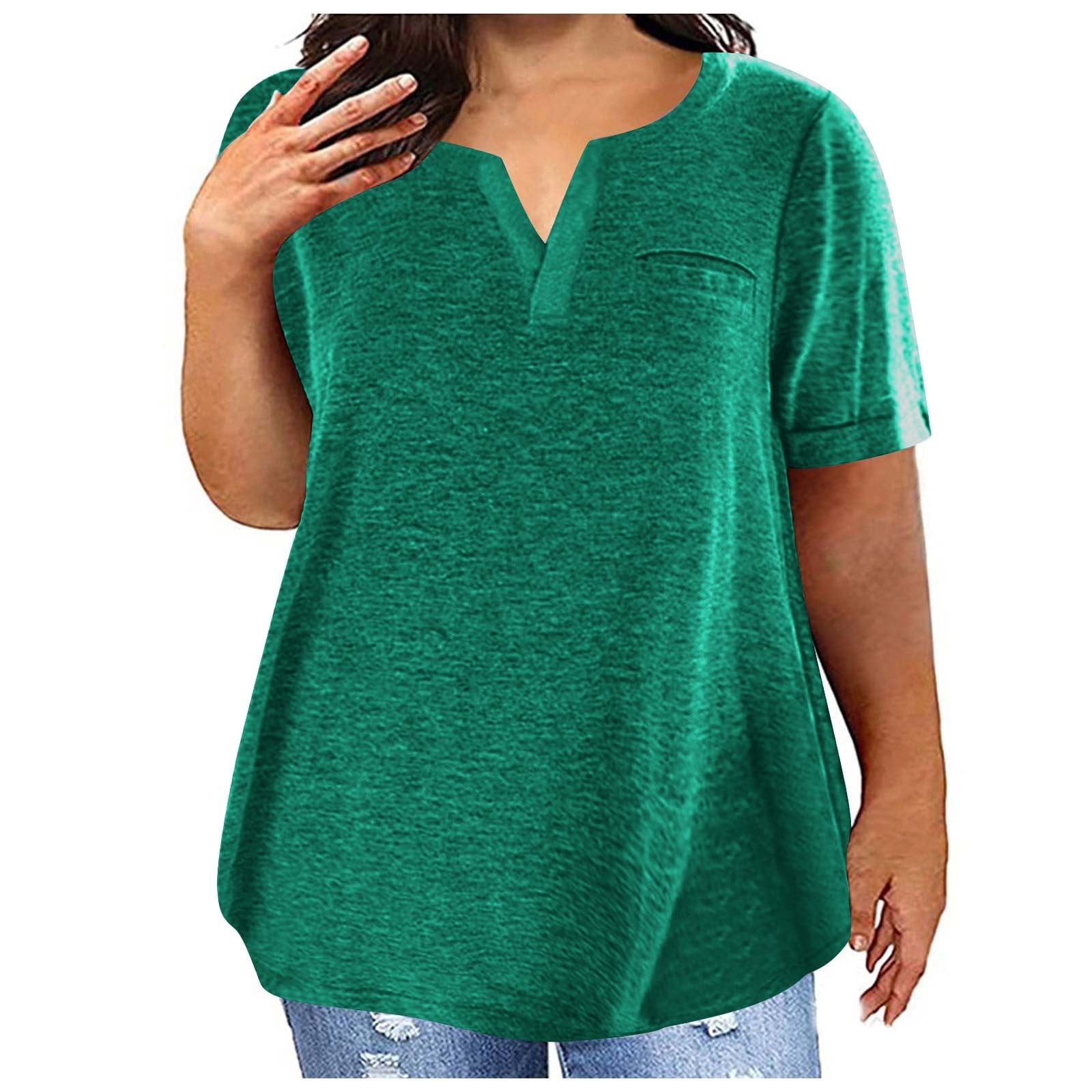Linen Blouse For Lady Loose Fitting Linen Shirts For Women, Summer Cotton V Neck Three Quarter Sleeve Blouses Loose Vacation Beach Solid Button Tops Seniors 4