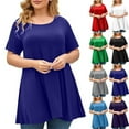 thumbnail image 1 of Hvyesh Women's Plus Size Tops Dressy Short Sleeve Tunic Tops 2025 Summer Casual Tee Shirt Flowy Hide Belly Blouses Campañas de enero, 1 of 6