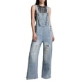 thumbnail image 1 of Hvyesh Women's Ripped Denim Bib Overalls Adjustable Straps Pockets Jean Rompers Casual Distressed Jeans Fit Jumpsuits, 1 of 7