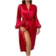 thumbnail image 1 of Hvyesh Women's Satin Kimono Robe with Lace Trim Silk Bath Robes Bridesmaid Robes Bridal Party Sleepwear, 1 of 8