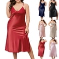 thumbnail image 1 of Hvyesh Women's Satin Nightgown Dress Silk Lace Spaghetti Strap Long Chemise Nightdress Sleepwear Pajama Gown Nightwear, 1 of 7