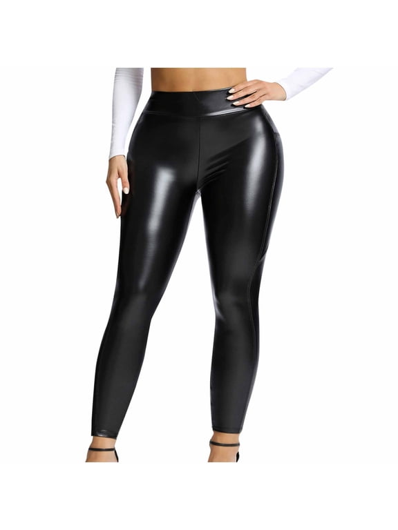 Women's Stretchy Faux Leather Leggings Pants Butt Lift Leggings for Women High Waist Tummy Control Seamless Leggings Skinny Tights