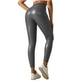 thumbnail image 1 of Hvyesh Women's Stretchy Faux Leather Leggings Pants Plus Size Butt Lift Leggings for Women High Waist Tummy Control Seamless Leggings Skinny Tights Gray,2XL, 1 of 7