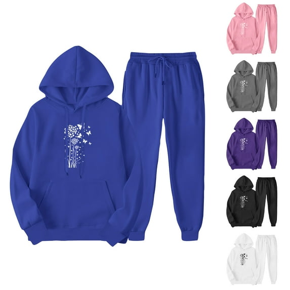 Hvyesh Women's Sweatsuits 2 Piece Outfits Lounge Sets Long Sleeve Hoodie Sweatshirt Pullover and Jogger Sweatpants with Pockets