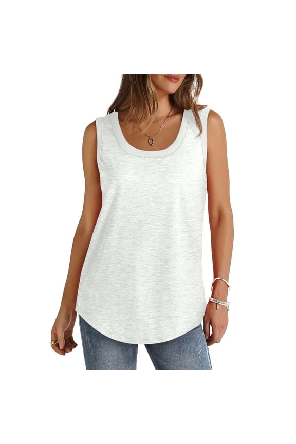 Women's Tank Tops Loose Fit Casual Flowy Square Neck Sleeveless Shirts Summer Tops Basic Tee