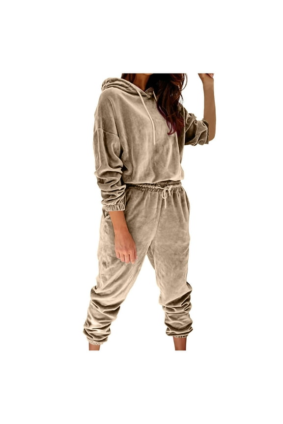Women's Velour Tracksuits Loungewear 2pc Set Hoodies Pullover Comfy Sweatpants Warm Velvet Joggers Going Out Outfits