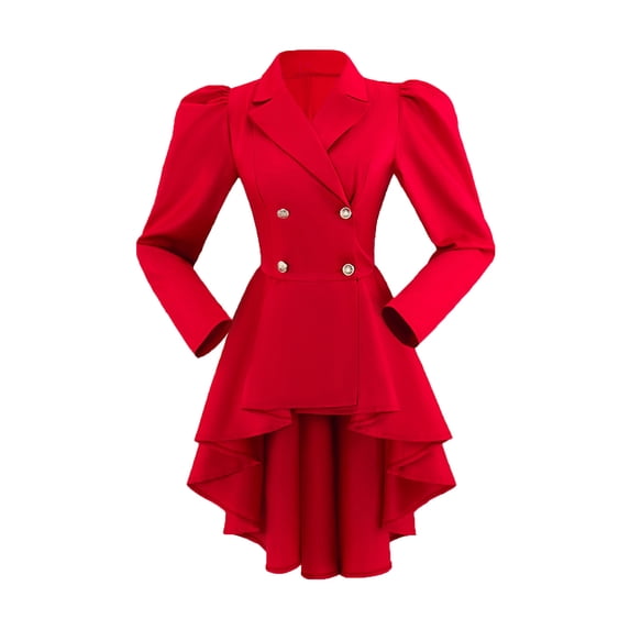 Hvyesh Women's Victorian Tailcoat Renaissance Tuxedo Coat Double Breasted Steampunk Ringmaster Zip Up Jacket Dress