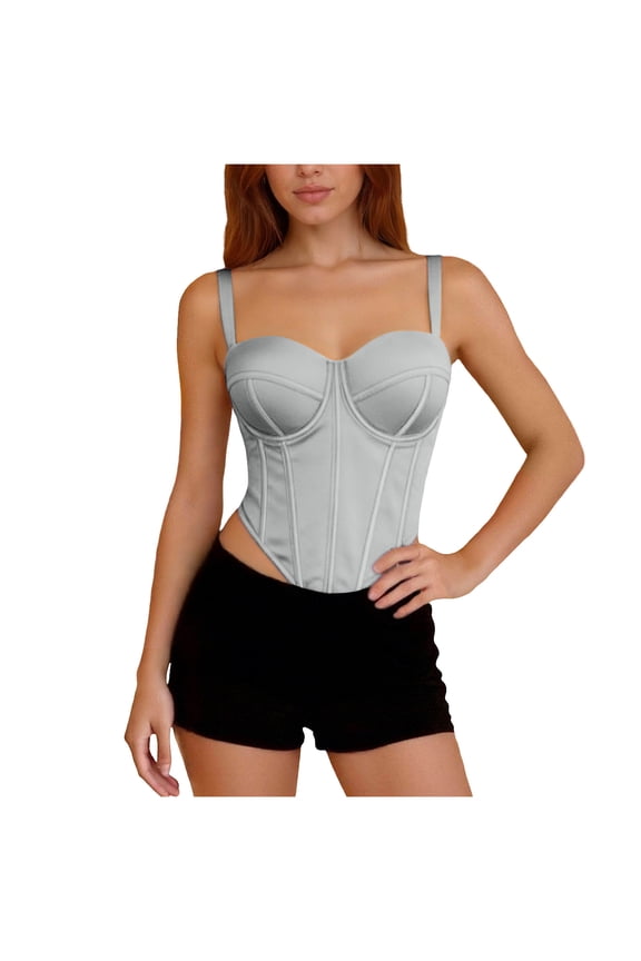 Women's Vintage Strap Party Bustier Corset Top Slim Fit Crop Top Bra Overbust Bustiers Rave Party Festival Clubwear