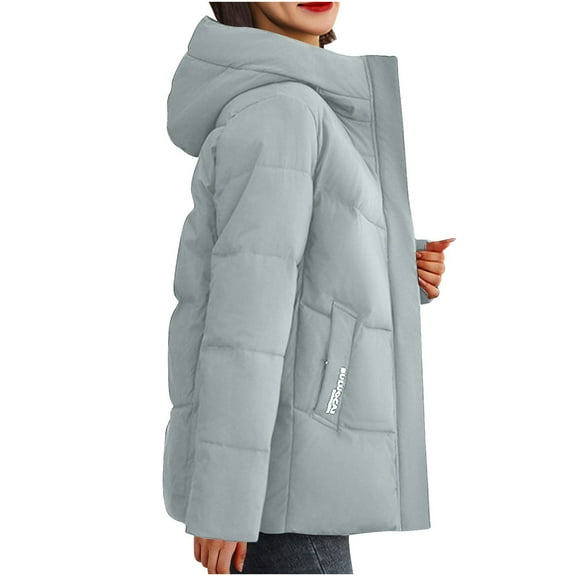 Hvyesh Women's Winter Puffer Jacket Thicken Hood Parka Warm Long Sleeve Puffer Coat Fashion Outwear