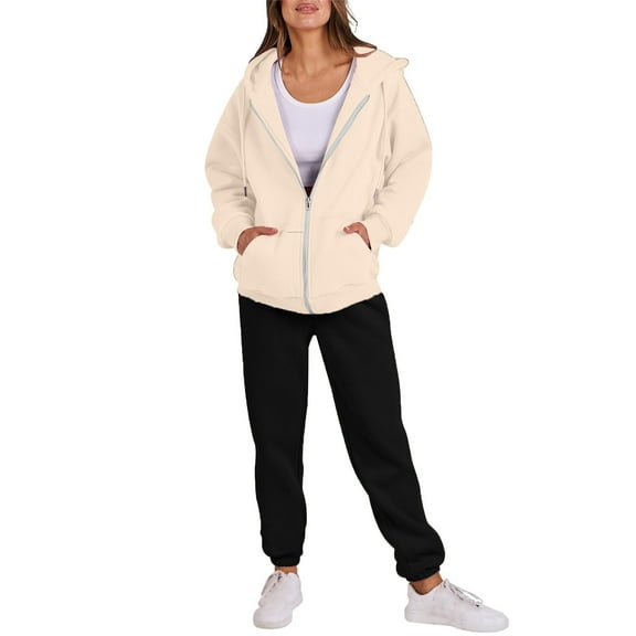 Hvyesh Womens 2 Piece Outfits Lounge Hoodie Sweatsuit Sets Oversized Sweatshirt Baggy Fall y2k Sweatpants with Pockets