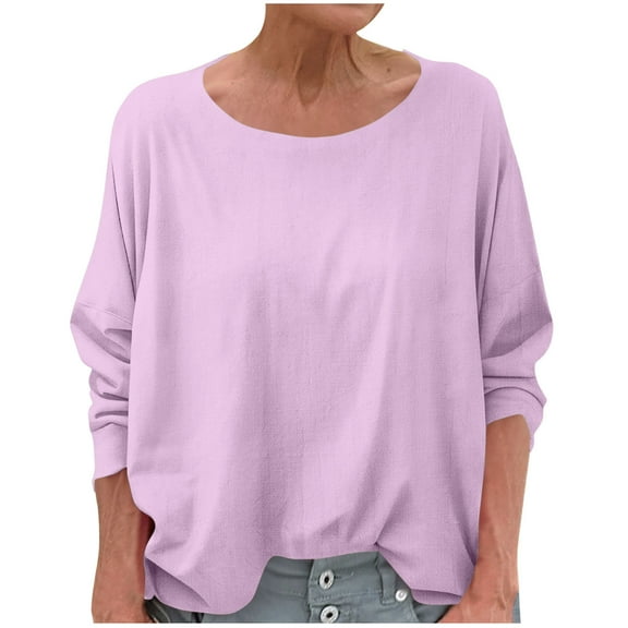 Hvyesh Womens 3/4 Sleeve Blouses Crew Neck Shirts Dressy Casual 3/4 Length Sleeve Tops