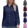 thumbnail image 1 of Hvyesh Womens Button Down Dress Shirt Long Sleeve Work Tops Business Casual Blouses Solid Oxford T-shirt, 1 of 9