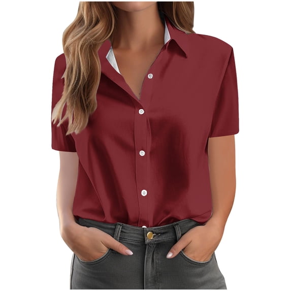 Hvyesh Womens Button Down Tshirt Plus Size Sleeveless Shirts Fashion Collared Casual Work Tops