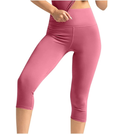 Hvyesh Womens Capri Leggings Summer Knee Length Capri Leggings Pants Tummy Control High Waist Pants Casual Yoga Pants