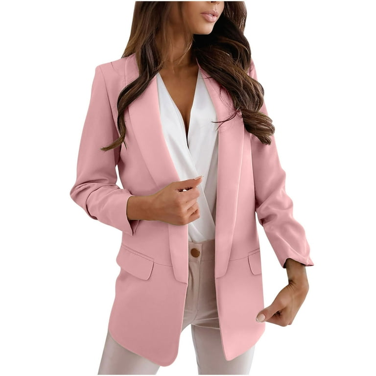 Hvyesh Womens Casual Blazer Jacket Long Sleeve Open Front Work