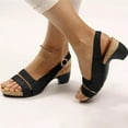 thumbnail image 1 of Hvyesh Womens Chunky Heel Sandals Casual Summer Peep Toe Sandals Comfortable Slip On Sandals Walking Breathable Sandal Size 7.5, 1 of 4