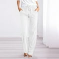 thumbnail image 1 of Hvyesh Womens Cotton Linen Jogger Pants 2025 Summer Casual Pants Drawstring Elastic High Waisted Work Trousers Joggers with Pockets, 1 of 7