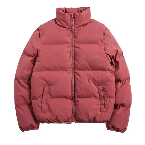 Hvyesh Womens Cropped Puffer Jackets Warm Long Sleeve Zip Up Stand Collar Puffer Coats Trendy Bubble Quilted Outwear Coats with Pockets