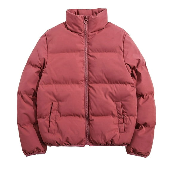 Hvyesh Womens Cropped Puffer Jackets Warm Long Sleeve Zip Up Stand Collar Puffer Coats Trendy Bubble Quilted Outwear Coats with Pockets