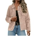 thumbnail image 1 of Hvyesh Womens Cropped Shackets Faux Suede Button Down Jackets Dressy Long Sleeve Coat, 1 of 7