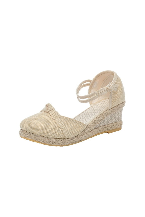 Womens Espadrille Wedge Sandals Closed Toe Low Wedge Heel Sandals Wedge Ankle Strap Summer Dressy Wedge Shoes
