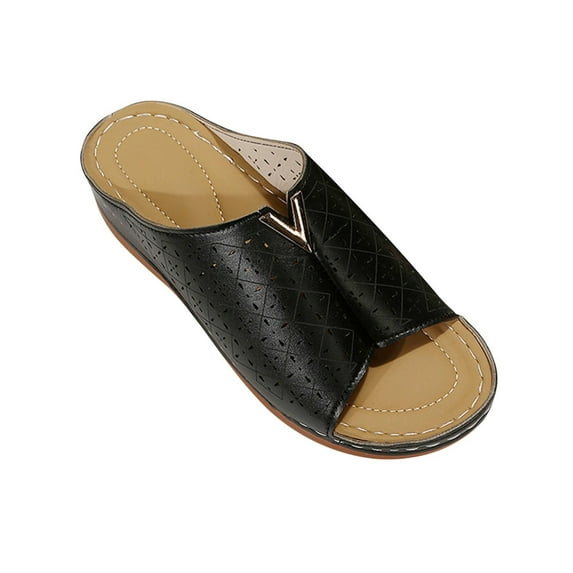 Hvyesh Womens Fashion Orthotic Slip On Sandals With Comfortable Plantar Fasciitis Arch Support Cozy Slides Slipper Casual House Shoes