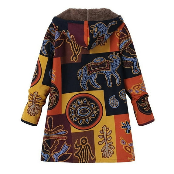 Hvyesh Womens Fleece Jacket Western Aztec Print Long Sleeve Button Down Shacket Jackets Plus Size Fleece-Line Hooded Sweater Jacket with Pockets