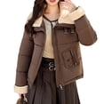 thumbnail image 1 of Hvyesh Womens Fleece Lapel Puffer Jackets Trendy Quilted Cropped Coat Full Zip Up Puffer Jacket Winter Coat with Pockets, 1 of 4