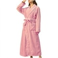 thumbnail image 1 of Hvyesh Womens Fleece Robe Plush Long Bathrobe with Pockets Warm Shawl Collar Flannel Bathrobes Plush Kimono Robe for Women, 1 of 7