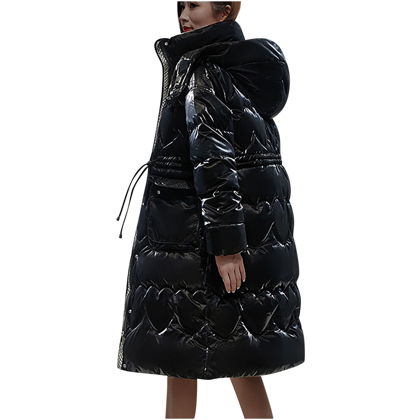 ジャケット・アウター THINK FUR Taffta reversible Long Coat Hvyesh Women Thicken Reversible Winter Coat Trendy Faux Fur