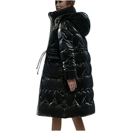 ジャケット・アウター THINK FUR Taffta reversible Long Coat Winter Thicken Puffer Coat for Women with Hood Zip Up Jacket