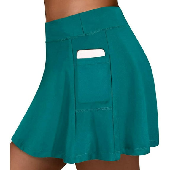 Hvyesh Womens High Waisted Tennis Skort Skirts with Inner Shorts,Women Stretchy Golf Skirts Solid Pleated Athletic Skirts