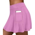 thumbnail image 1 of Hvyesh Womens High Waisted Tennis Skort Skirts with Inner Shorts,Women Stretchy Golf Skirts Solid Pleated Athletic Skirts zg-Pink,2XL, 1 of 9