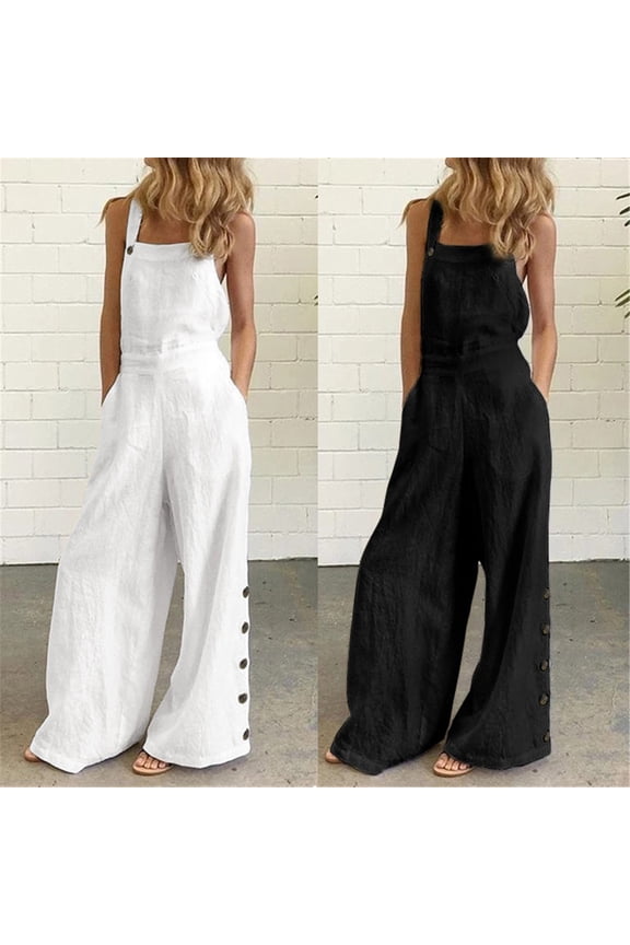 Womens Jumpsuits Overalls Wide Leg Casual Summer Outfits Plus Size Rompers Jumpers Sleeveless Straps 2025 Clothes