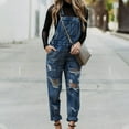 thumbnail image 1 of Hvyesh Womens Jumpsuits and Rompers Clearance, Women's Summer Fashion Women's Solid Color Casual Ripped Denim Overalls Jumpsuit, 1 of 9