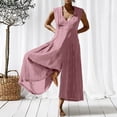 thumbnail image 1 of Hvyesh Womens Linen Jumpsuits Summer Onesie Rompers Sleeveless Loose Baggy Overalls Jumpers Casual Wide Leg One Piece Rompers, 1 of 5