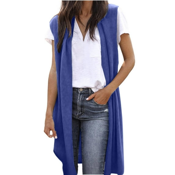 Hvyesh Womens Long Knit Cardigan Vest Casual Sleeveless Open Front Tunic Vest Soft Long Cardigan Tops Coat Fall Draped Duster Vest