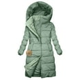 thumbnail image 1 of Hvyesh Womens Long Puffer Coat Soft Long Sleeve Quilted Puffer Jacket Solid Hooded Padded Coats Thick Warm Winter Outwear, 1 of 7