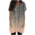 thumbnail image 1 of Hvyesh Womens Long Shirts Summer 2025 Casual Short Sleeve V Neck Shirts Loose Fit Print Oversized Tshirts Tunic Tops With Pockets, 1 of 6