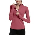 thumbnail image 1 of Hvyesh Womens Long Sleeve Workout Tops Quick Dry Quarter Zip Pullover Crop Yoga Athletic Slim Fit Shirts, 1 of 8