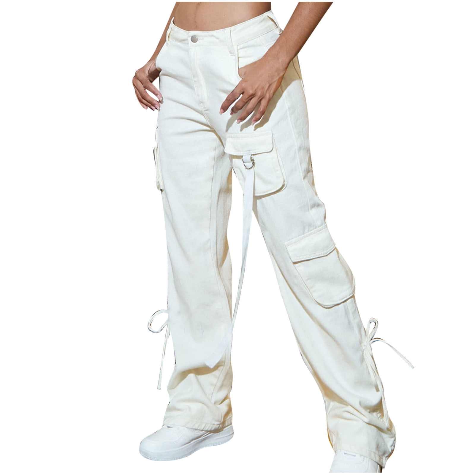 Reduce Price RYRJJ Cargo Pants Women High Waist Baggy Cargo Jeans with  Multi Pocket Baggy Jogger Y2K Pants Fashion Streetwear Jeans(Khaki,XL)